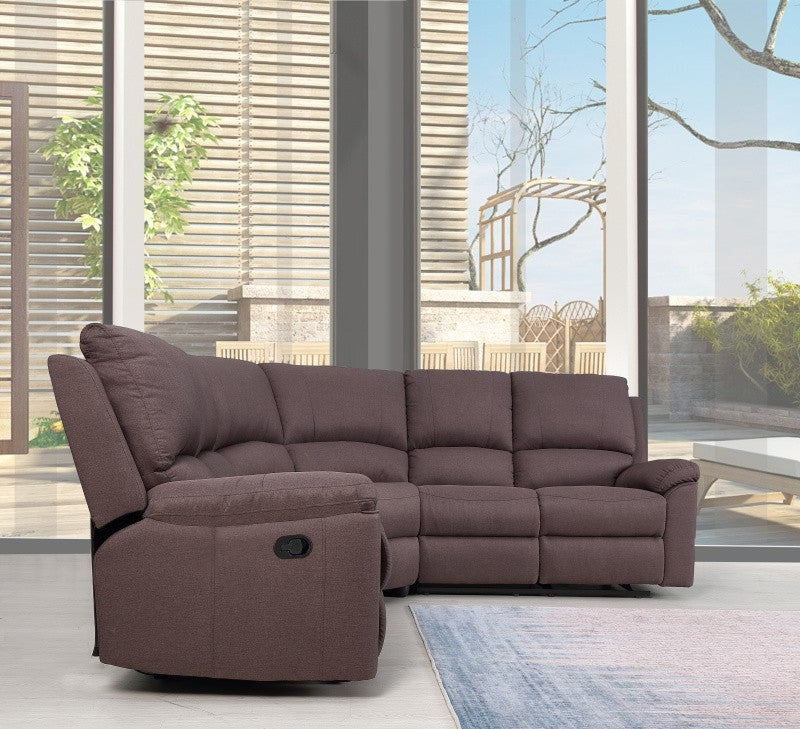 Brown Polyester Blend Reclining U Shaped Three Piece Corner Sectional-7