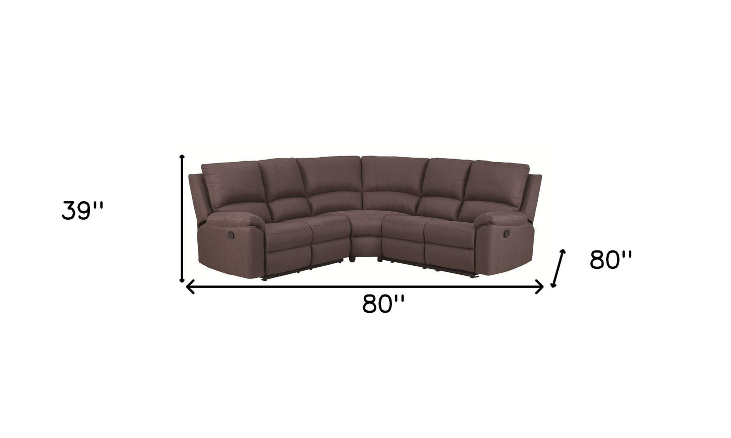 Brown Polyester Blend Reclining U Shaped Three Piece Corner Sectional-8