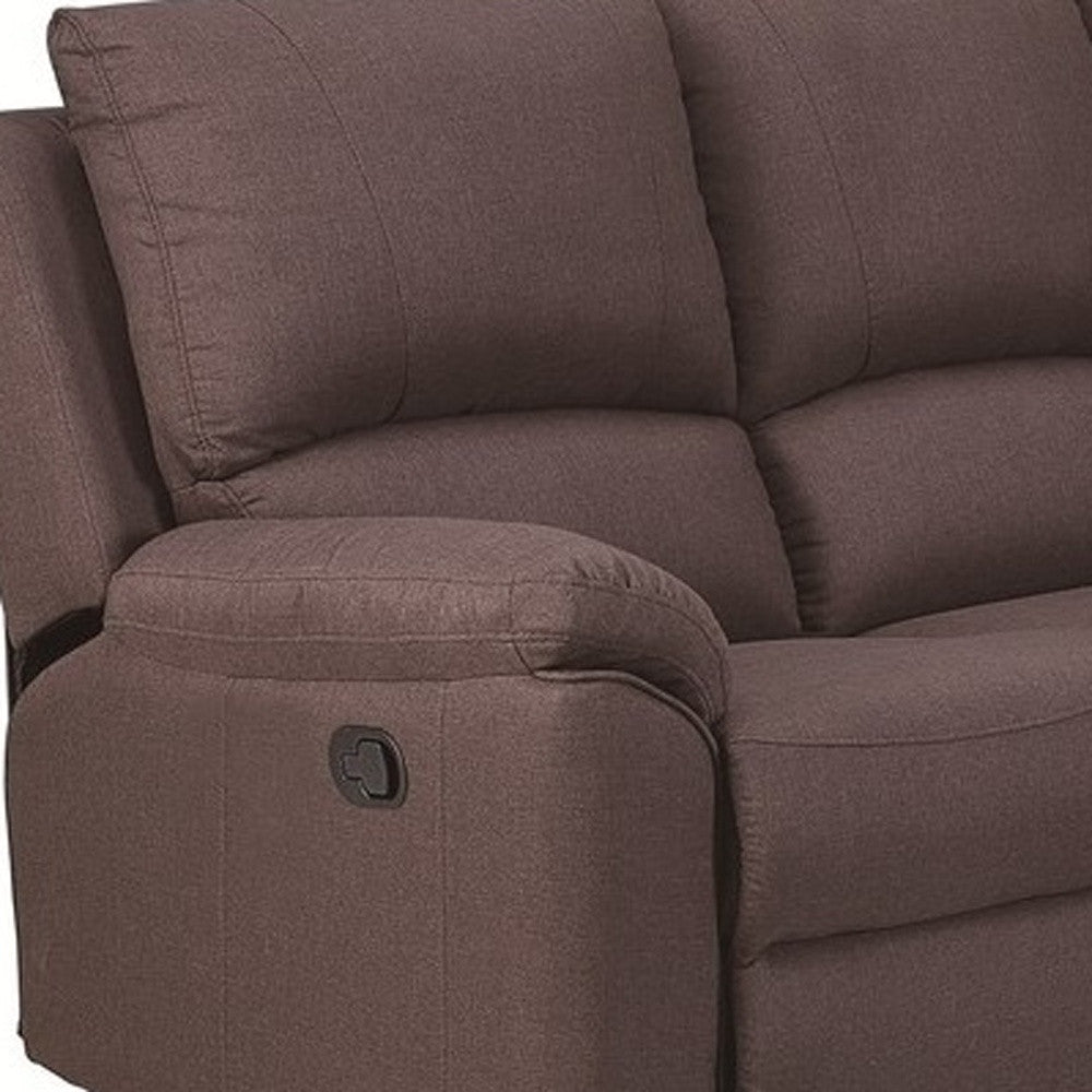 Brown Polyester Blend Reclining U Shaped Three Piece Corner Sectional-2