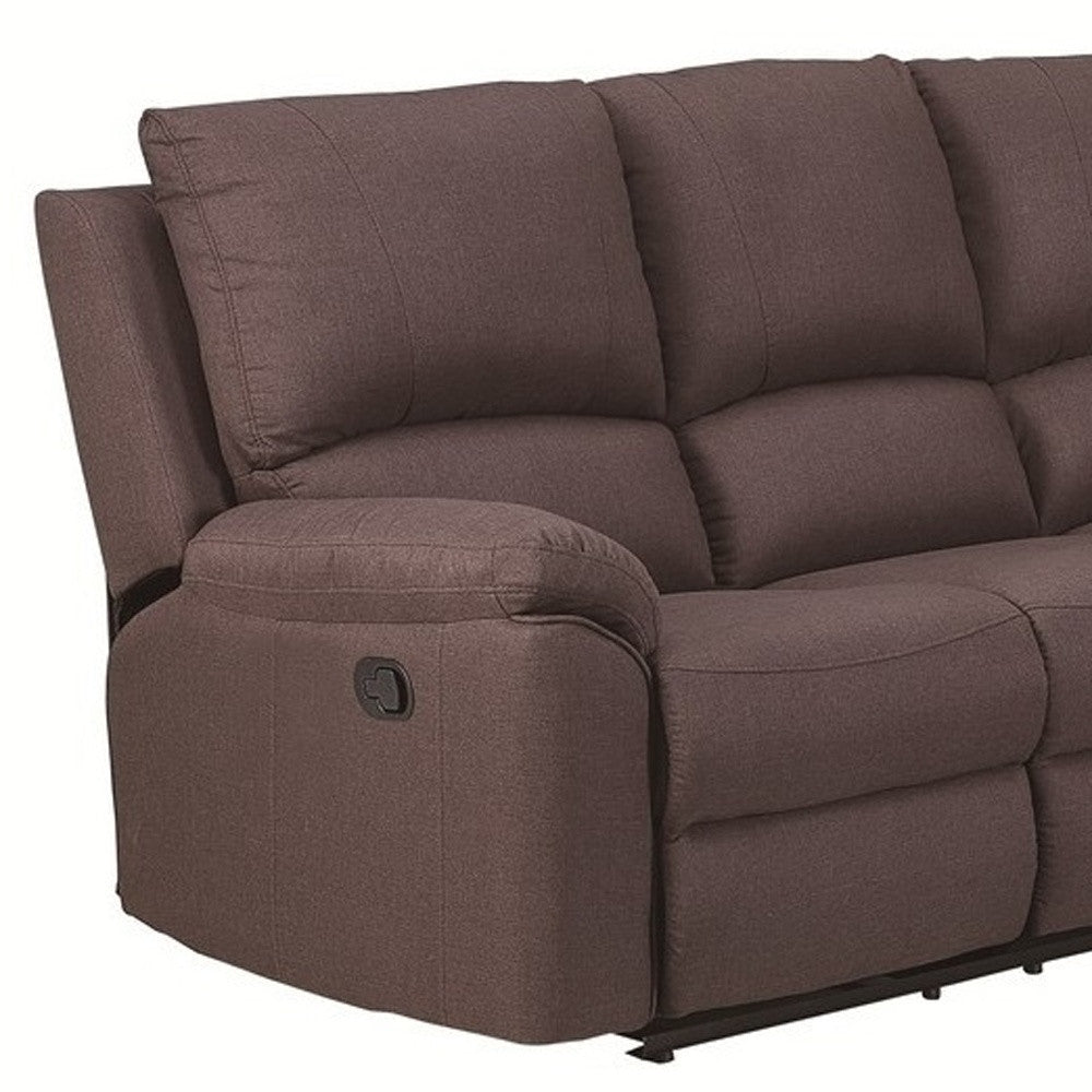 Brown Polyester Blend Reclining U Shaped Three Piece Corner Sectional-3