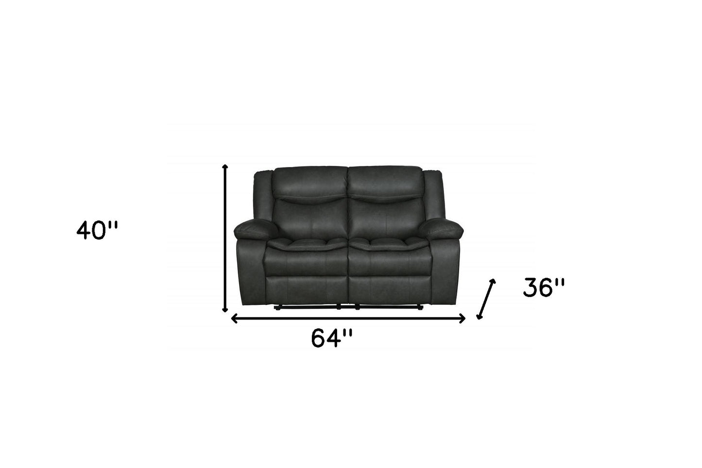 64" Gray Faux Leather Manual Reclining Love Seat-5