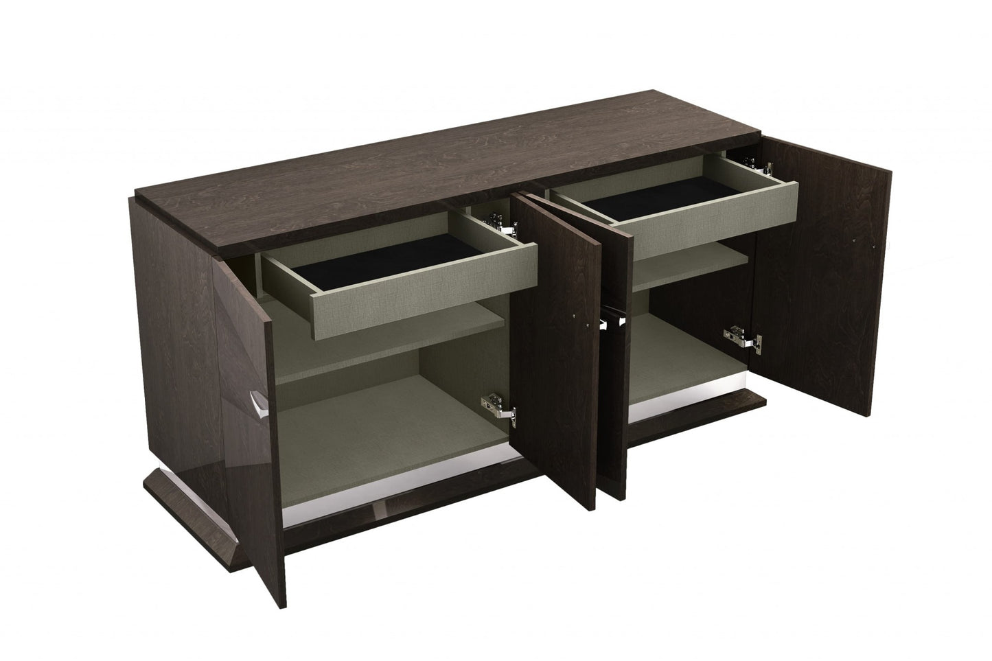 72" Gray Two Drawer Buffet Table Soft Close with Four Doors-2