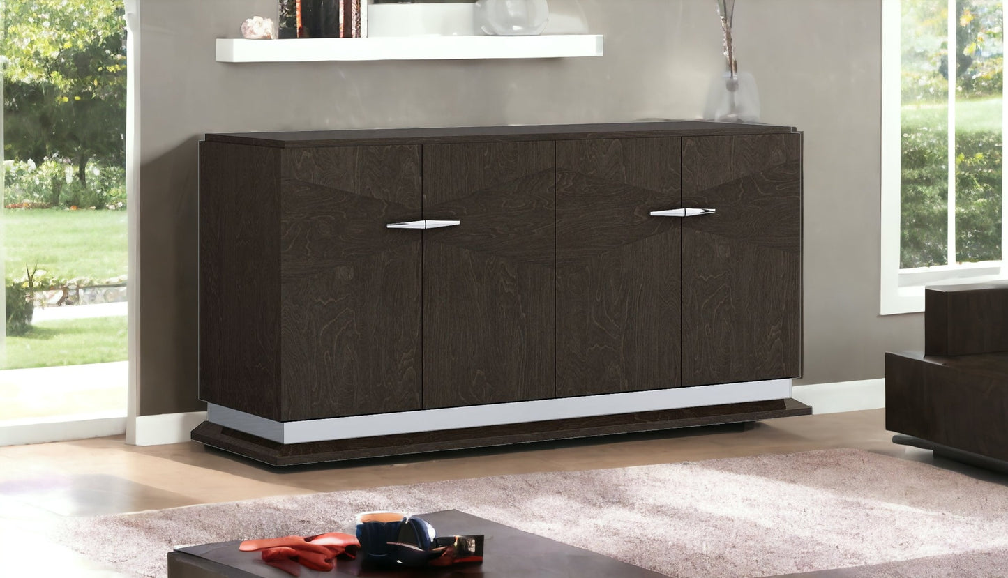 72" Gray Two Drawer Buffet Table Soft Close with Four Doors-1