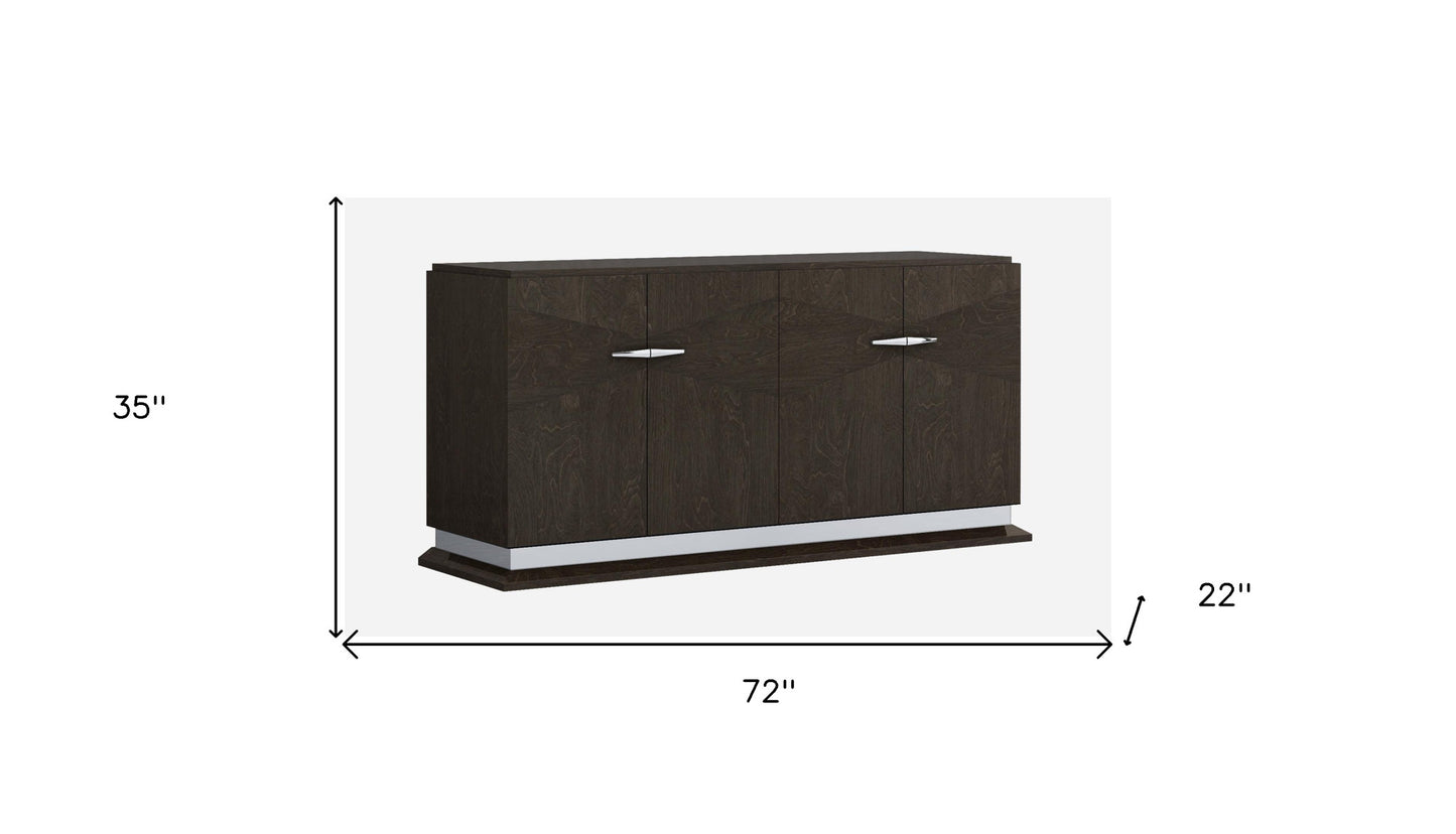 72" Gray Two Drawer Buffet Table Soft Close with Four Doors-4