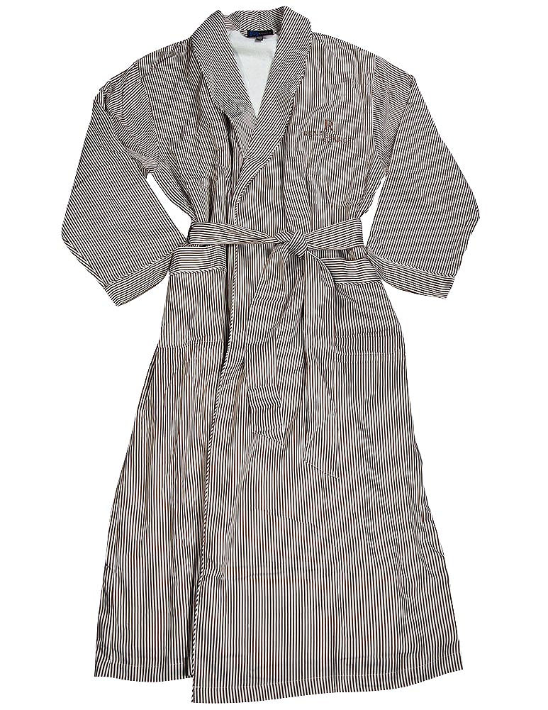 Majestic International - Mens Long Sleeve Striped Spa Robe-2