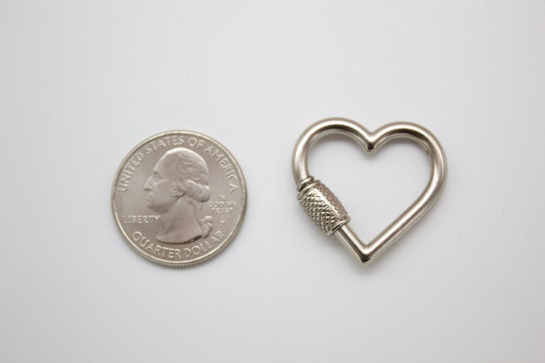 18K Gold Filled Heart Shaped Carabiner Lock, Carabiner Clasp, Screw in Clasp (XX14)-2