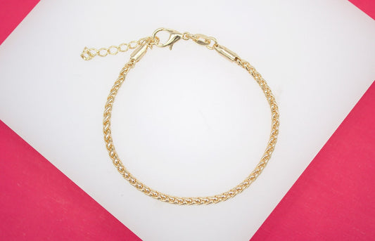 18K Gold Filled 2mm Wheat Bracelet (I27)-0
