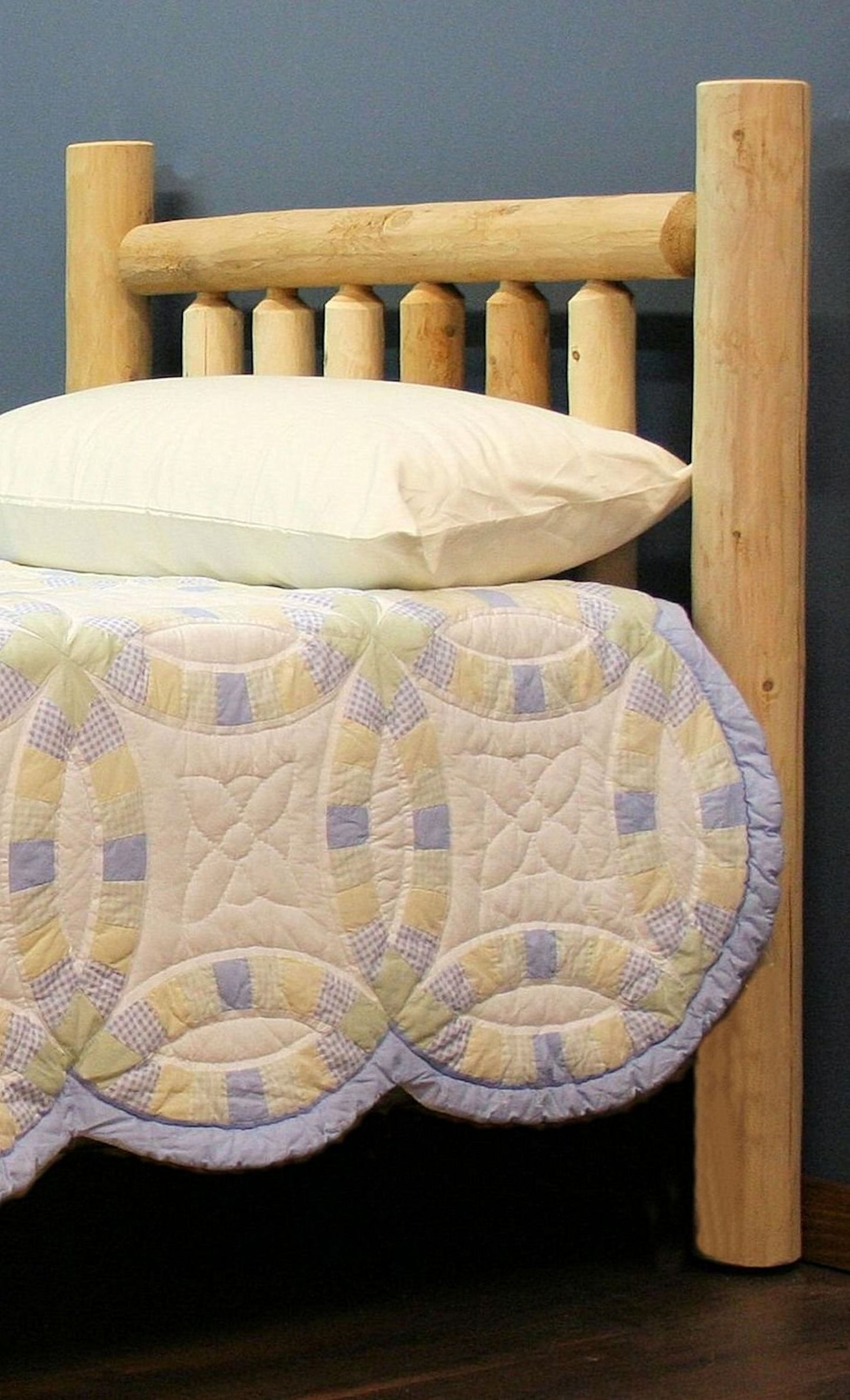 Natural Light Honey Finish Cedar Log Double Headboard-3