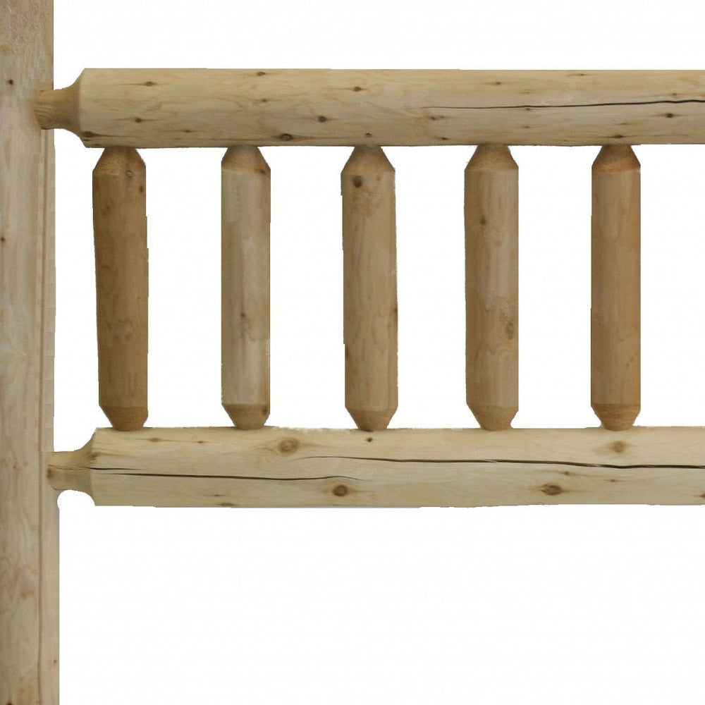 Natural Light Honey Finish Cedar Log Double Headboard-1