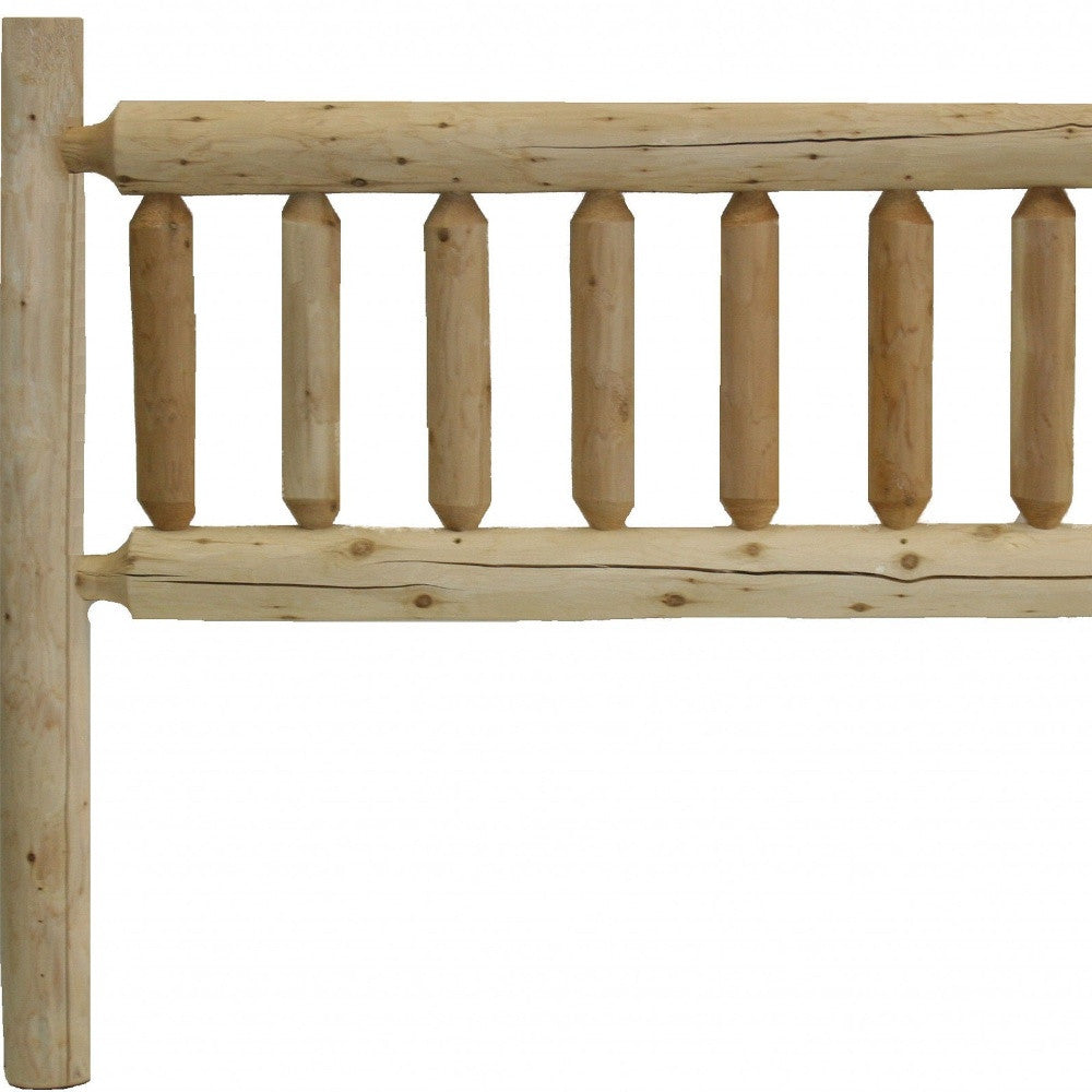 Natural Light Honey Finish Cedar Log Double Headboard-2