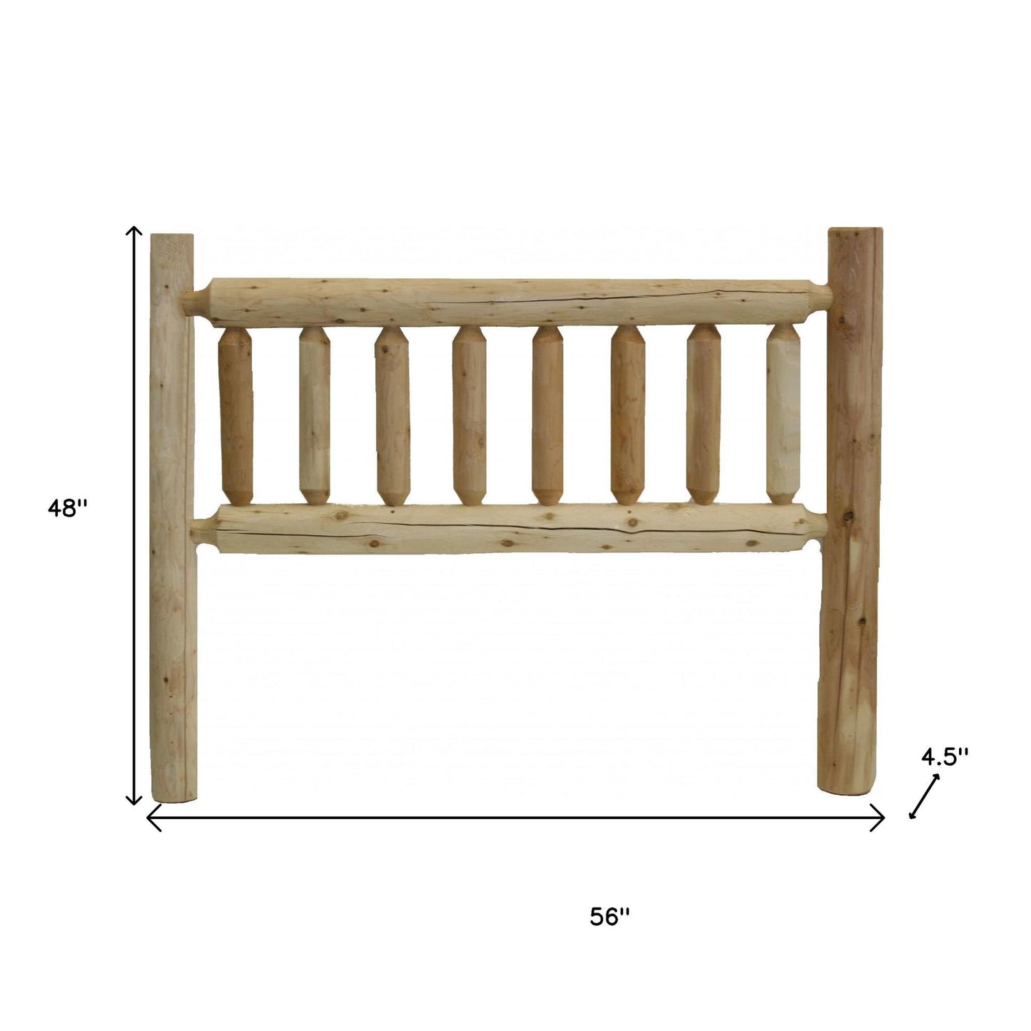 Natural Light Honey Finish Cedar Log Double Headboard-4