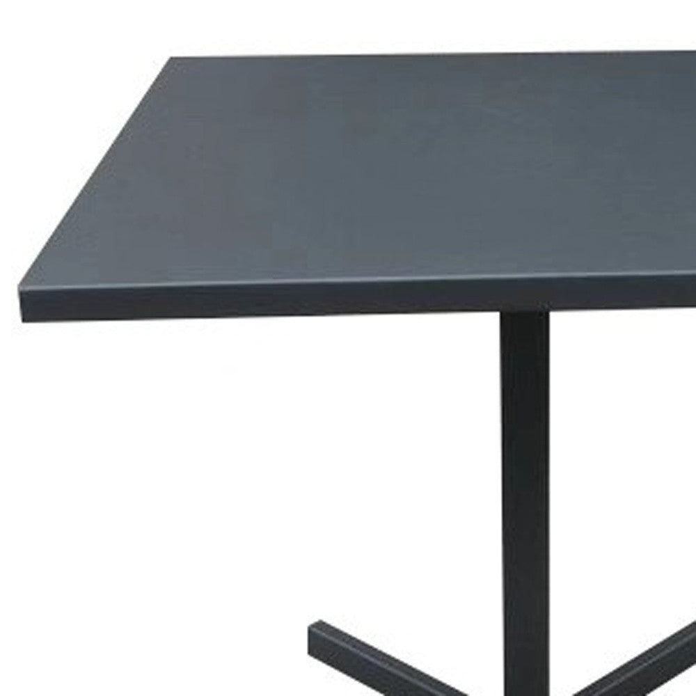 32" Gray Square Aluminum Pedestal Base Dining Table-6