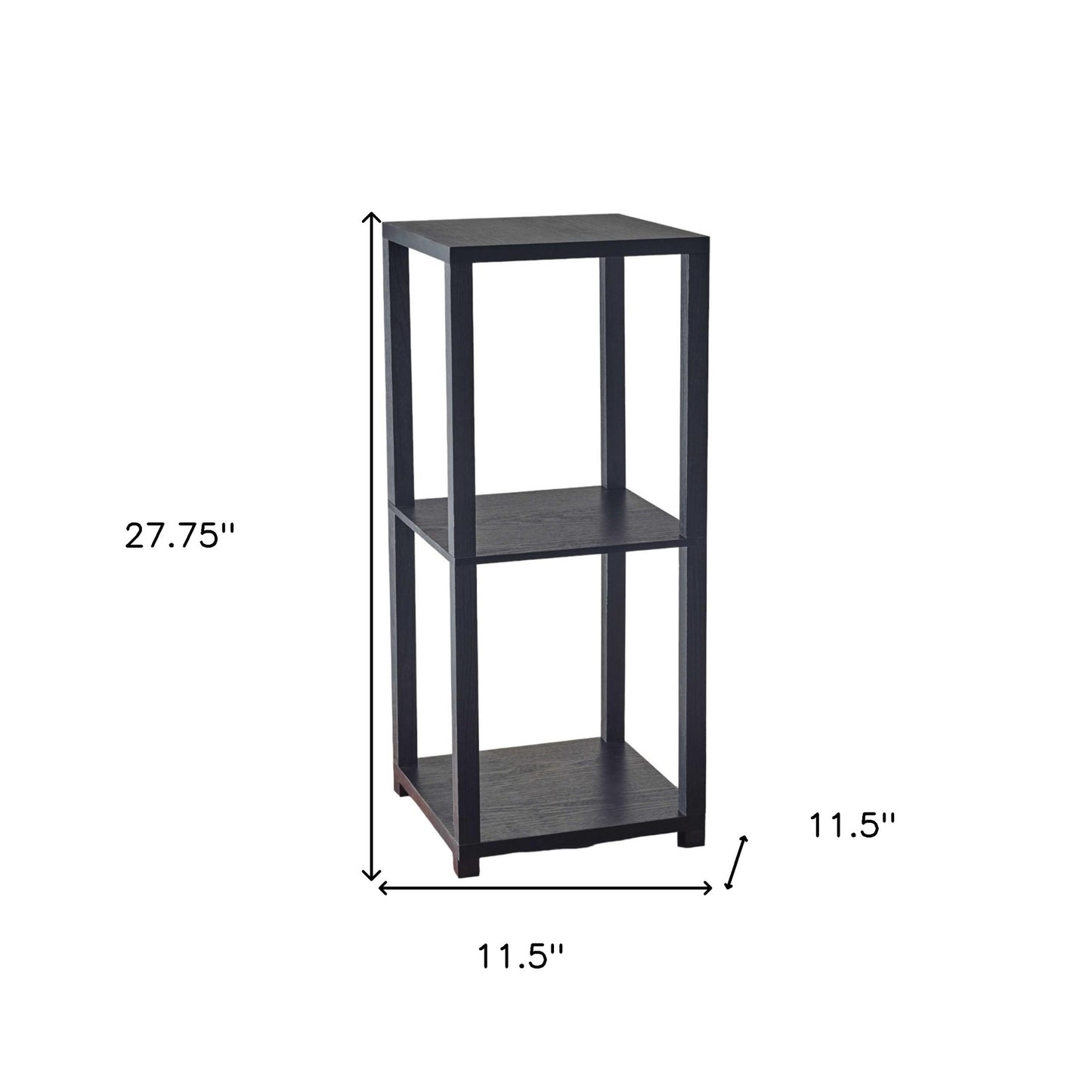 28" Black Square End Table With Two Shelves-4