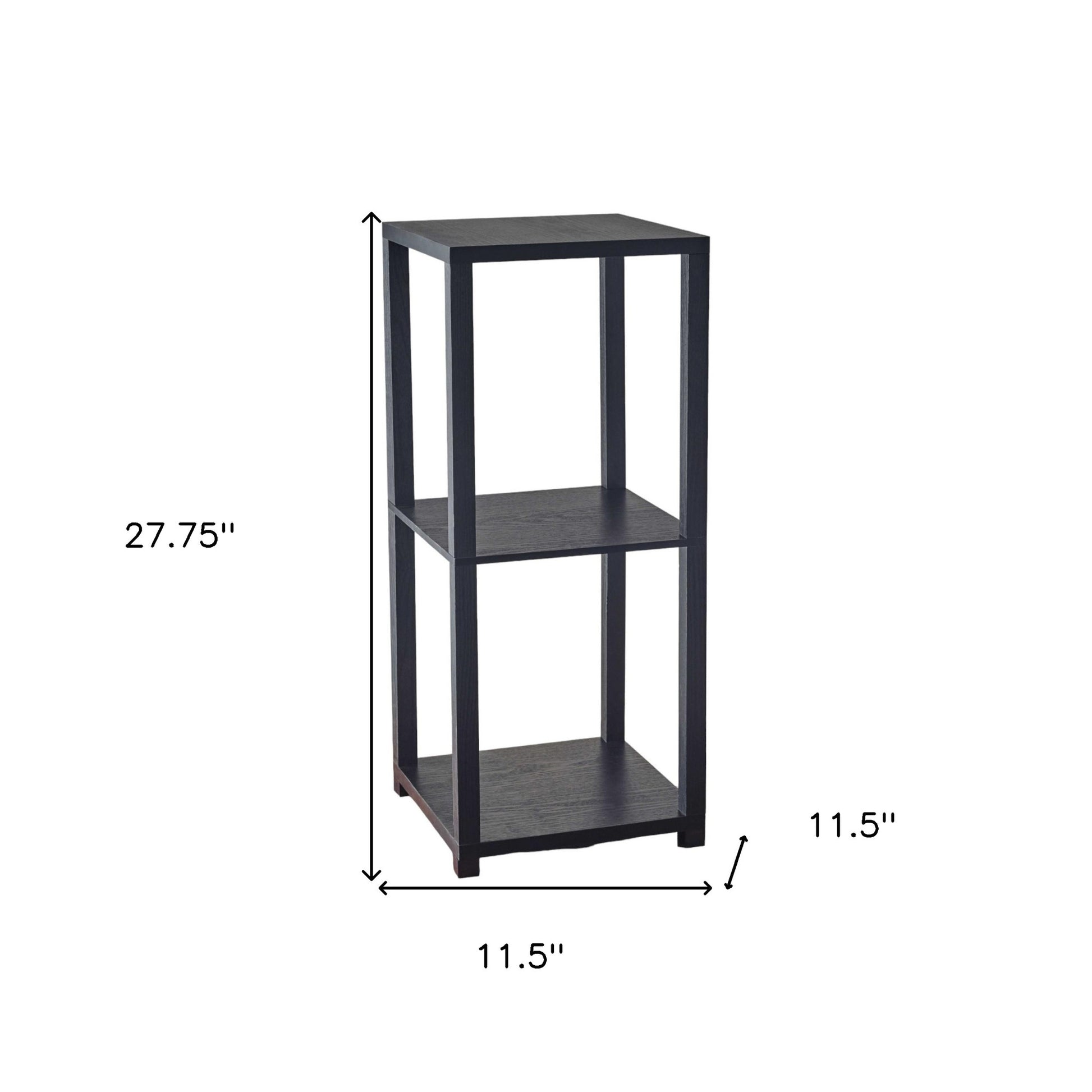 28" Black Square End Table With Two Shelves-4