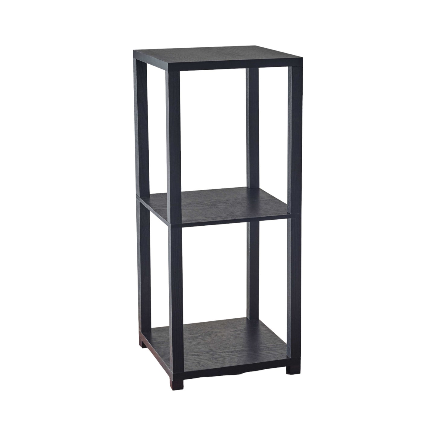 28" Black Square End Table With Two Shelves-1