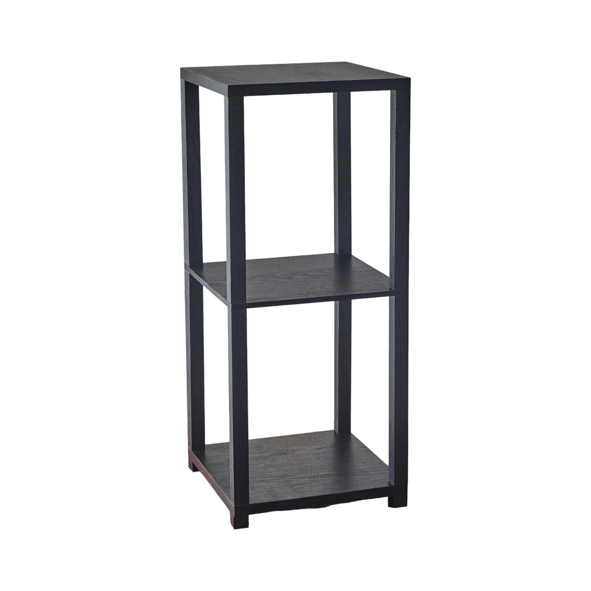 28" Black Square End Table With Two Shelves-1