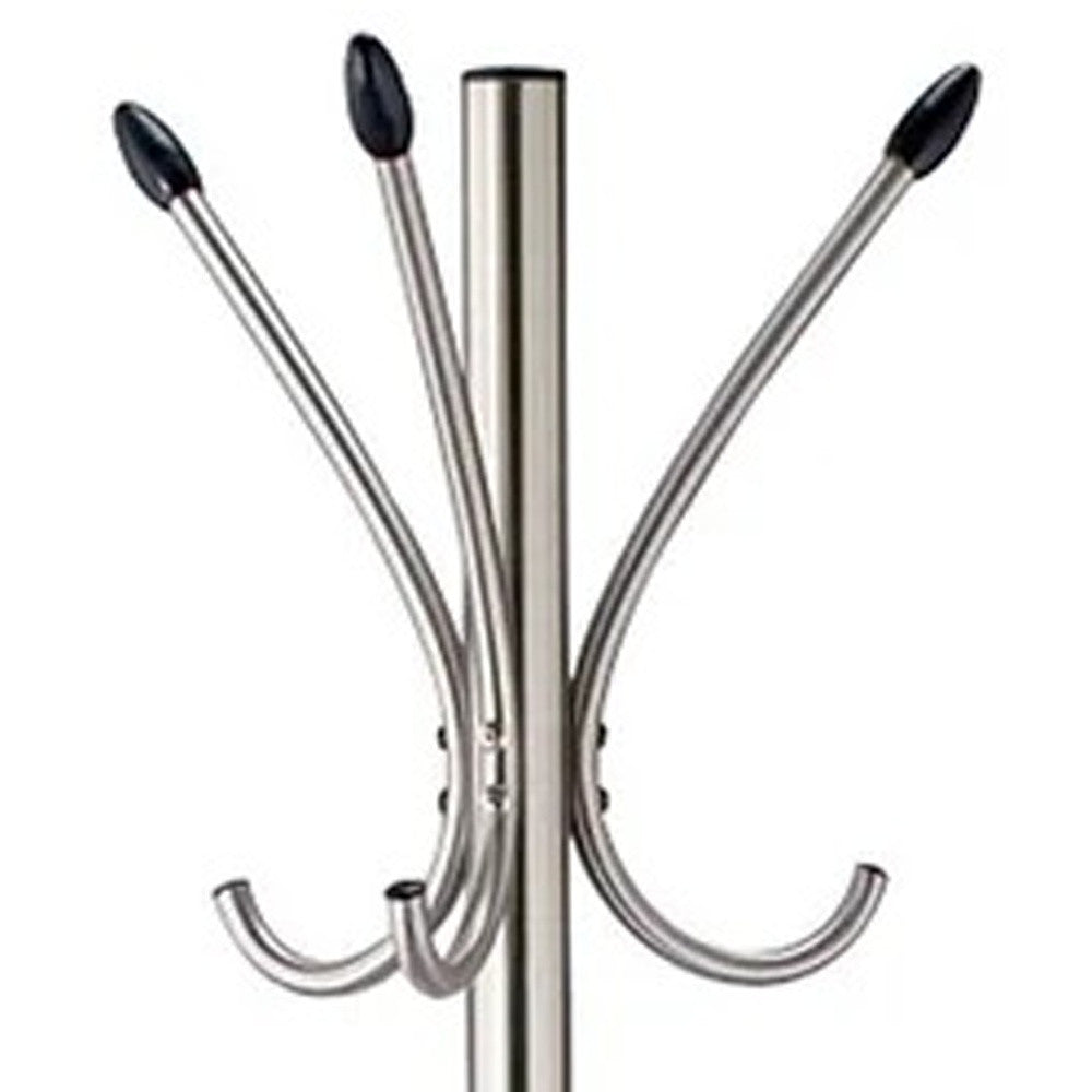 13" X 68" Brushed Steel Brushed Steel Stand Coat Rack-5