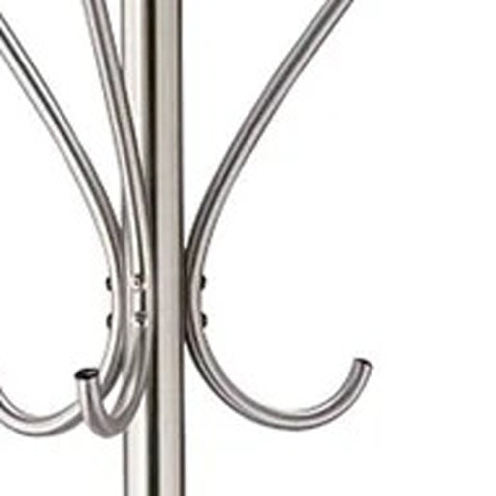 13" X 68" Brushed Steel Brushed Steel Stand Coat Rack-4