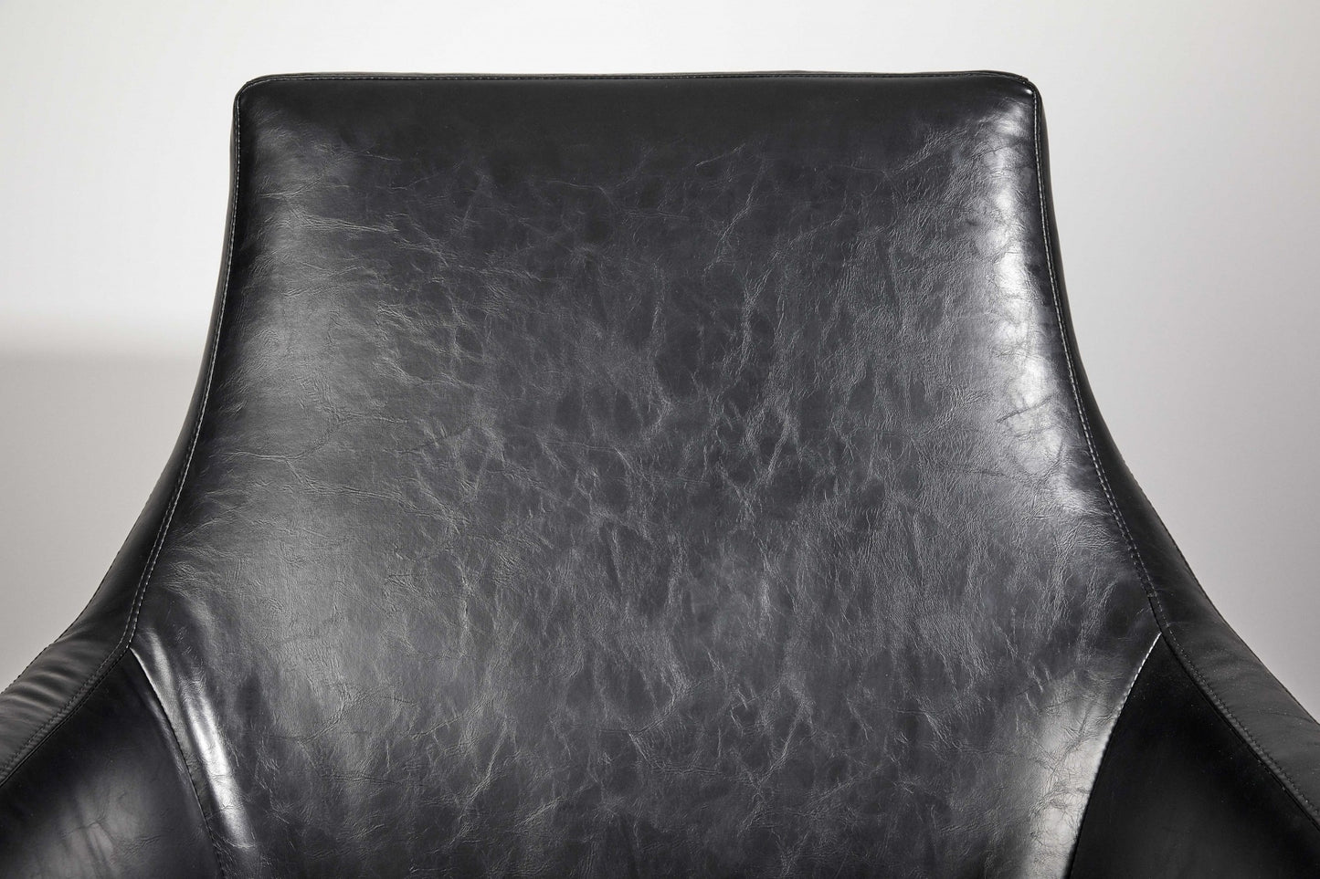 33" Black and Silver Faux Leather Distressed Arm Chair-5