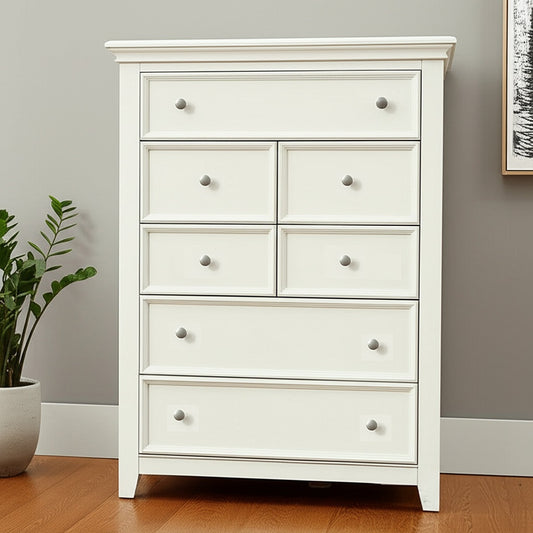 36" White Solid Wood Seven Drawer Dresser-0