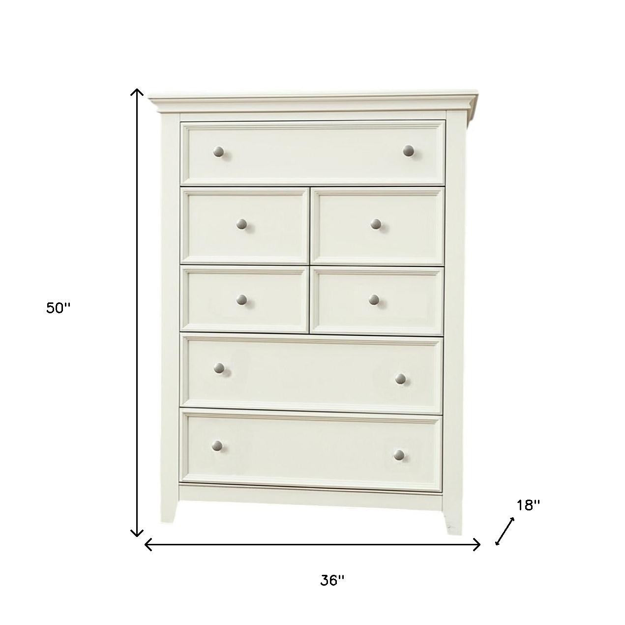 36" White Solid Wood Seven Drawer Dresser-3