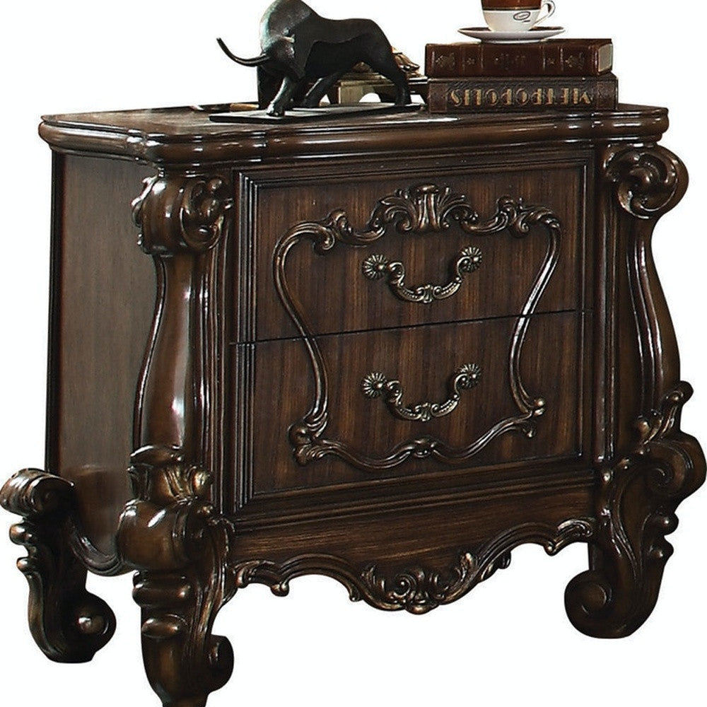 31" Brown Two Drawers Nightstand-6