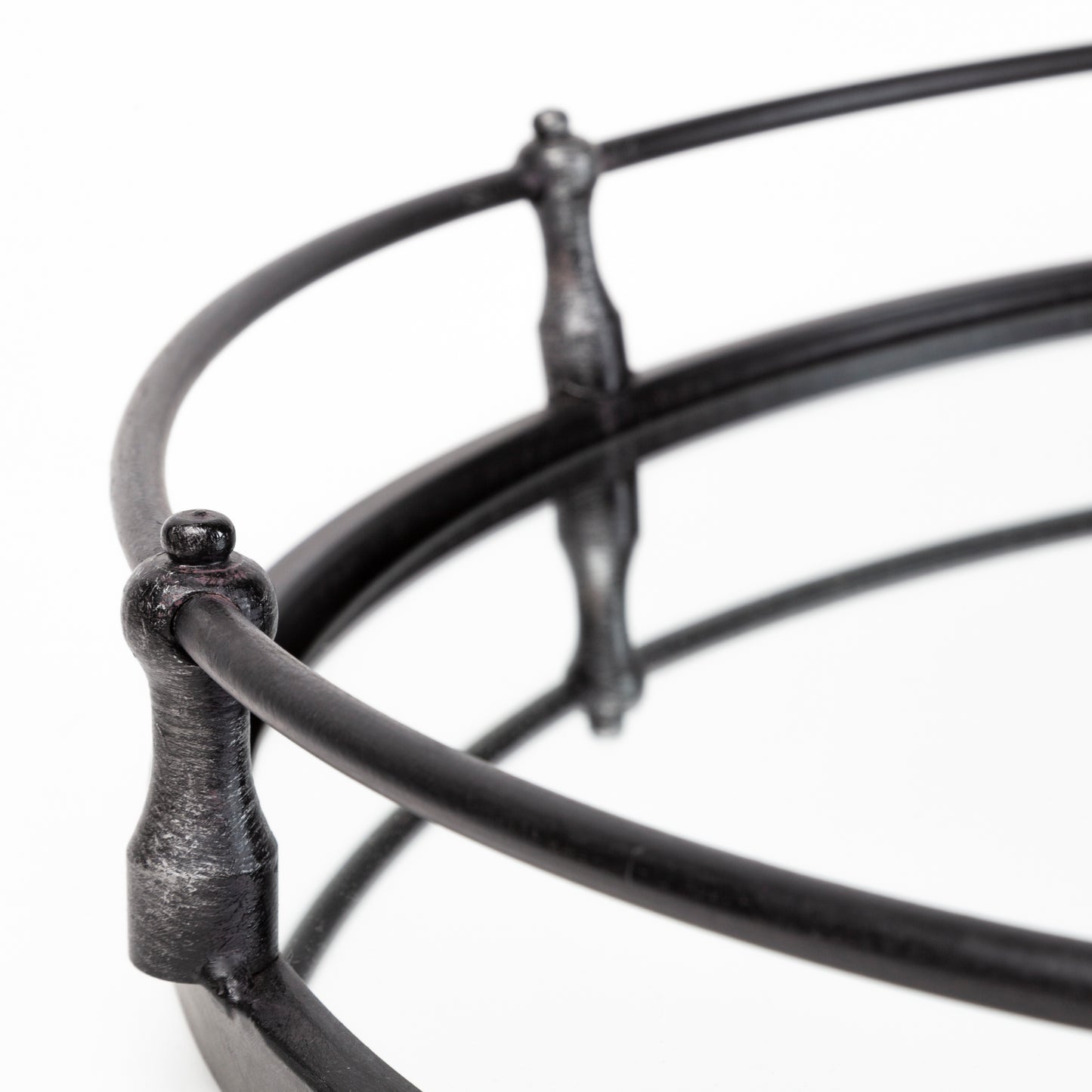 24" Silver Round Metal Indoor Outdoor Tray With Handles-5