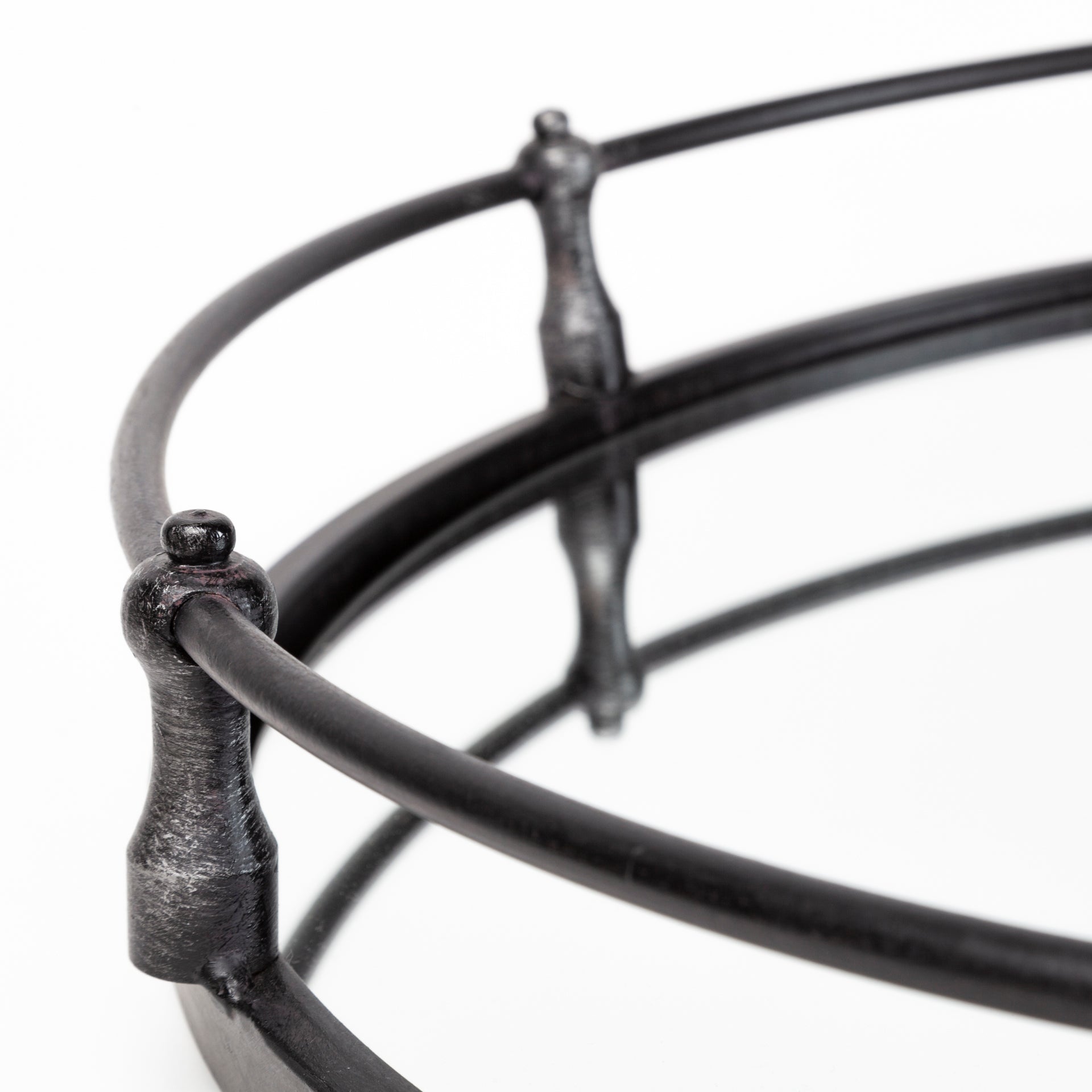 24" Silver Round Metal Indoor Outdoor Tray With Handles-5