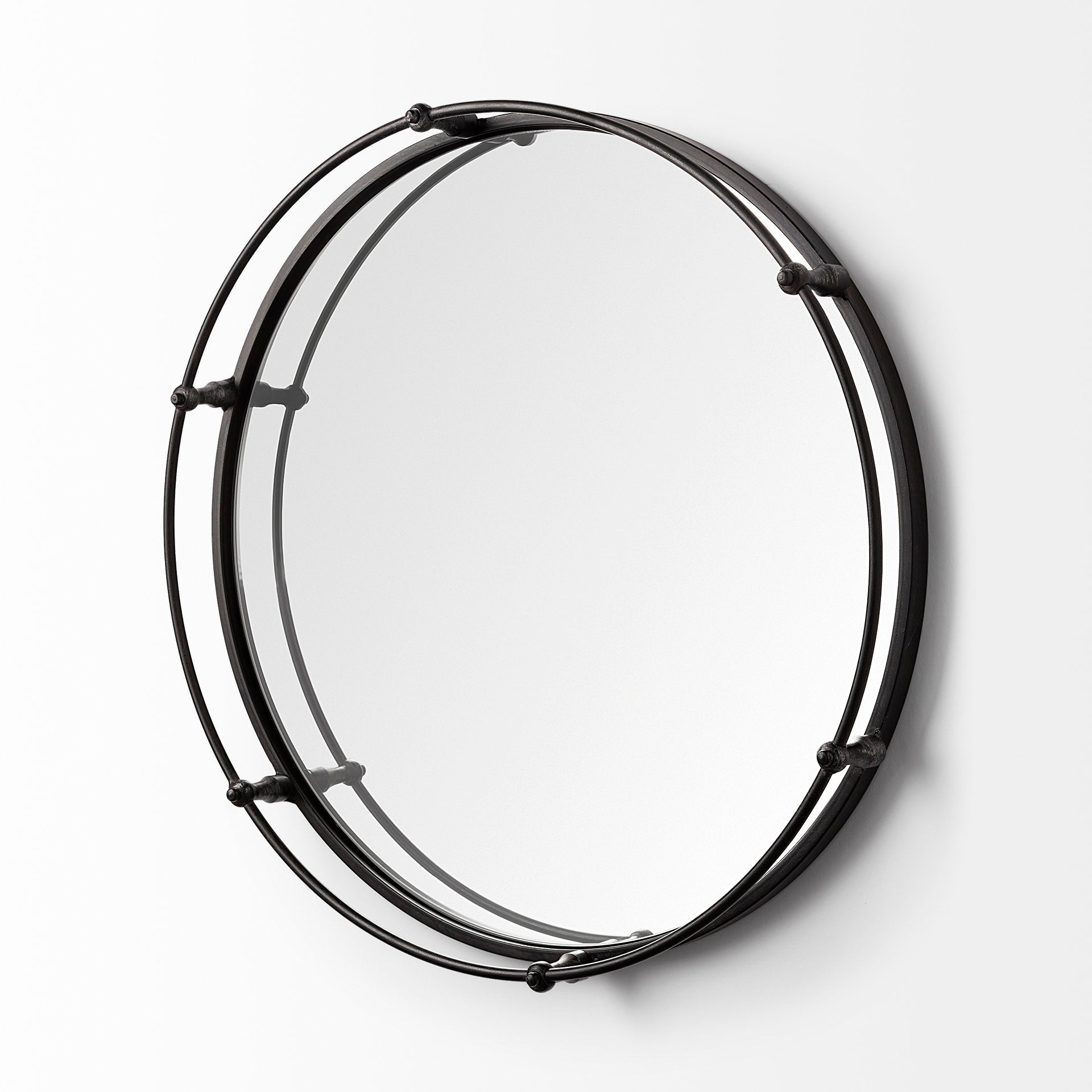 24" Silver Round Metal Indoor Outdoor Tray With Handles-3