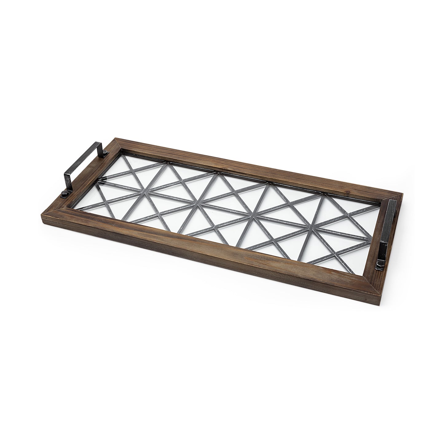 28" Brown Wood Indoor Outdoor Tray With Handles-0