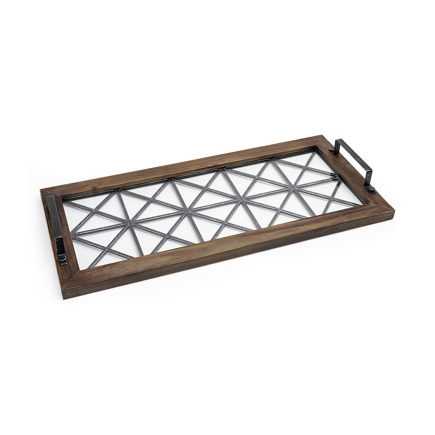 28" Brown Wood Indoor Outdoor Tray With Handles-5