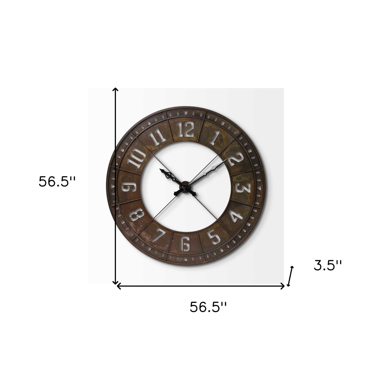 57" Round Industrial Brown Wall Clock-6