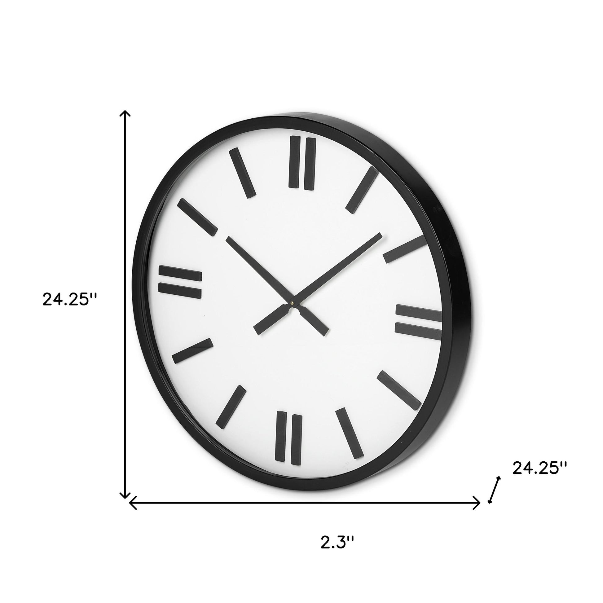 24" Round Large Modern Wall Clock With White Face And Non-Numarical Number-5