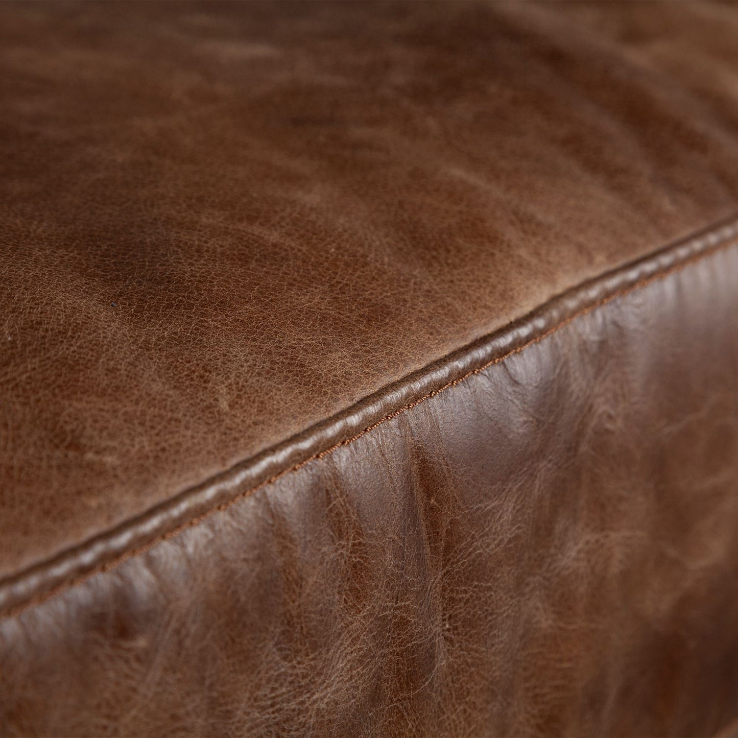 33" Brown Genuine Leather and Solid Wood Distressed Arm Chair-6