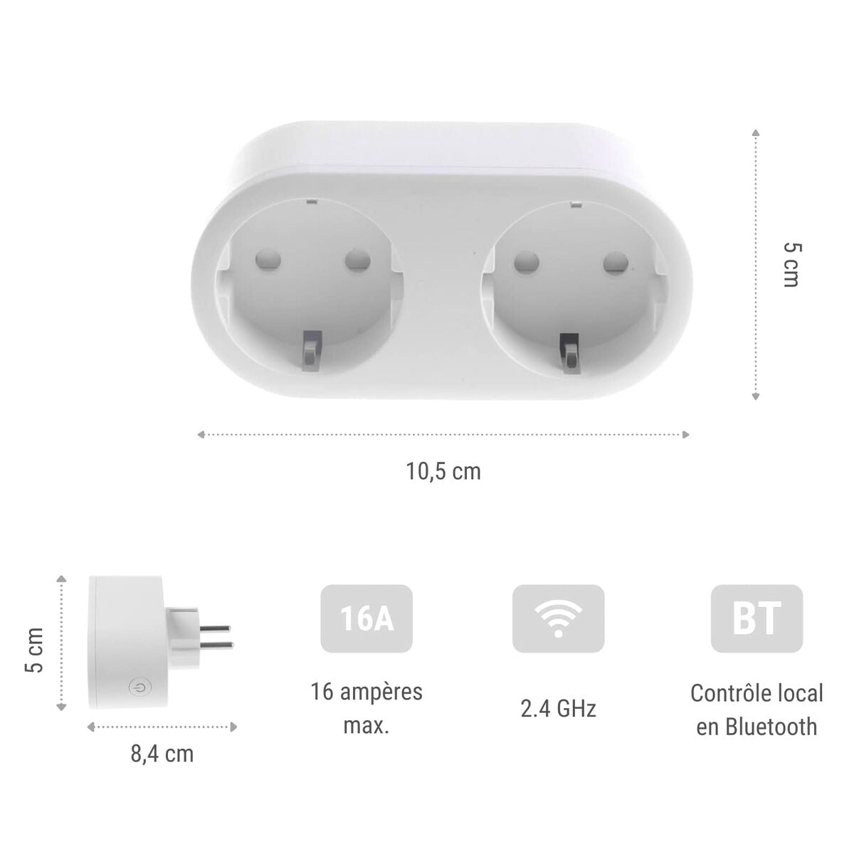 2-socket plugboard without power switch Konyks Priska Duo Easy Wi-Fi 16 A-2
