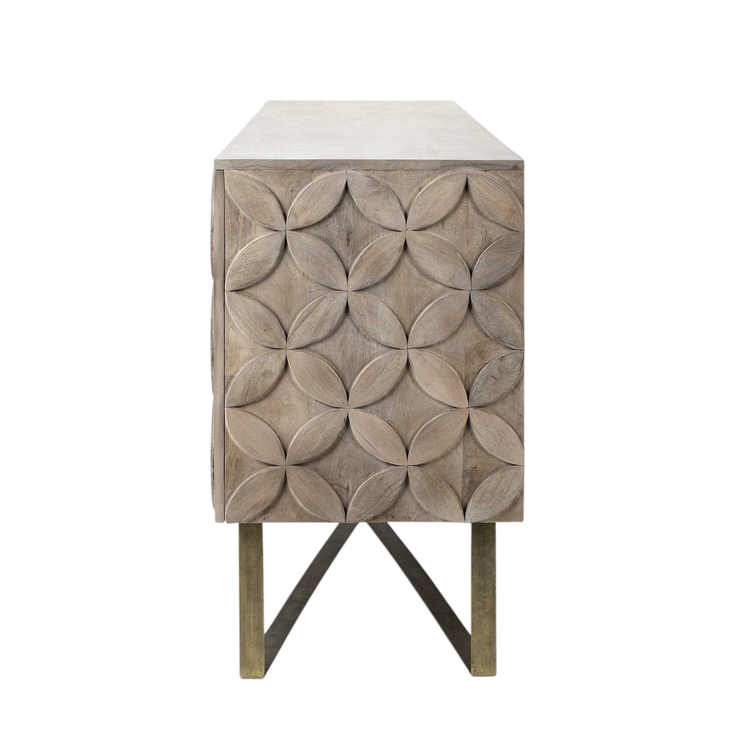 72" Light Brown Solid Wood Sideboard with Four Doors-4