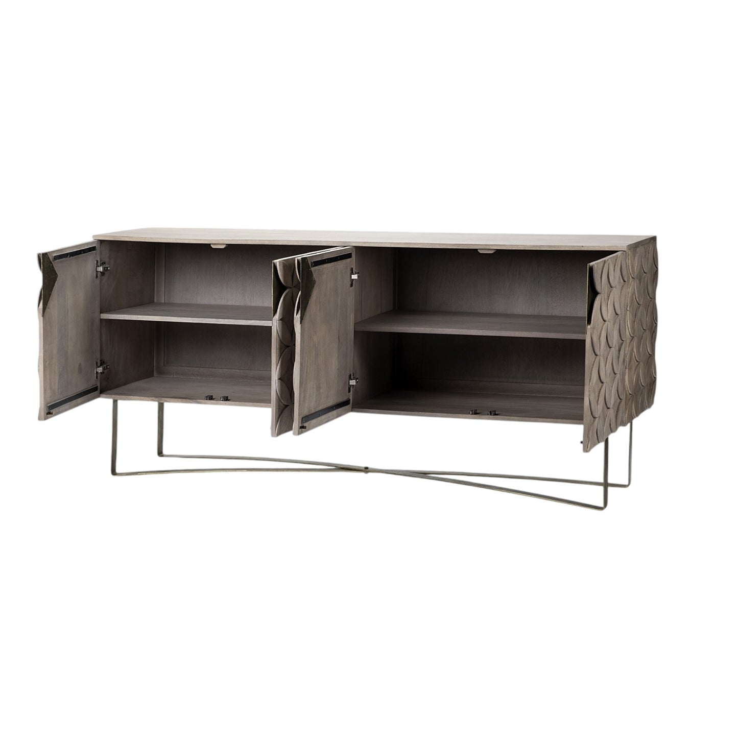72" Light Brown Solid Wood Sideboard with Four Doors-5