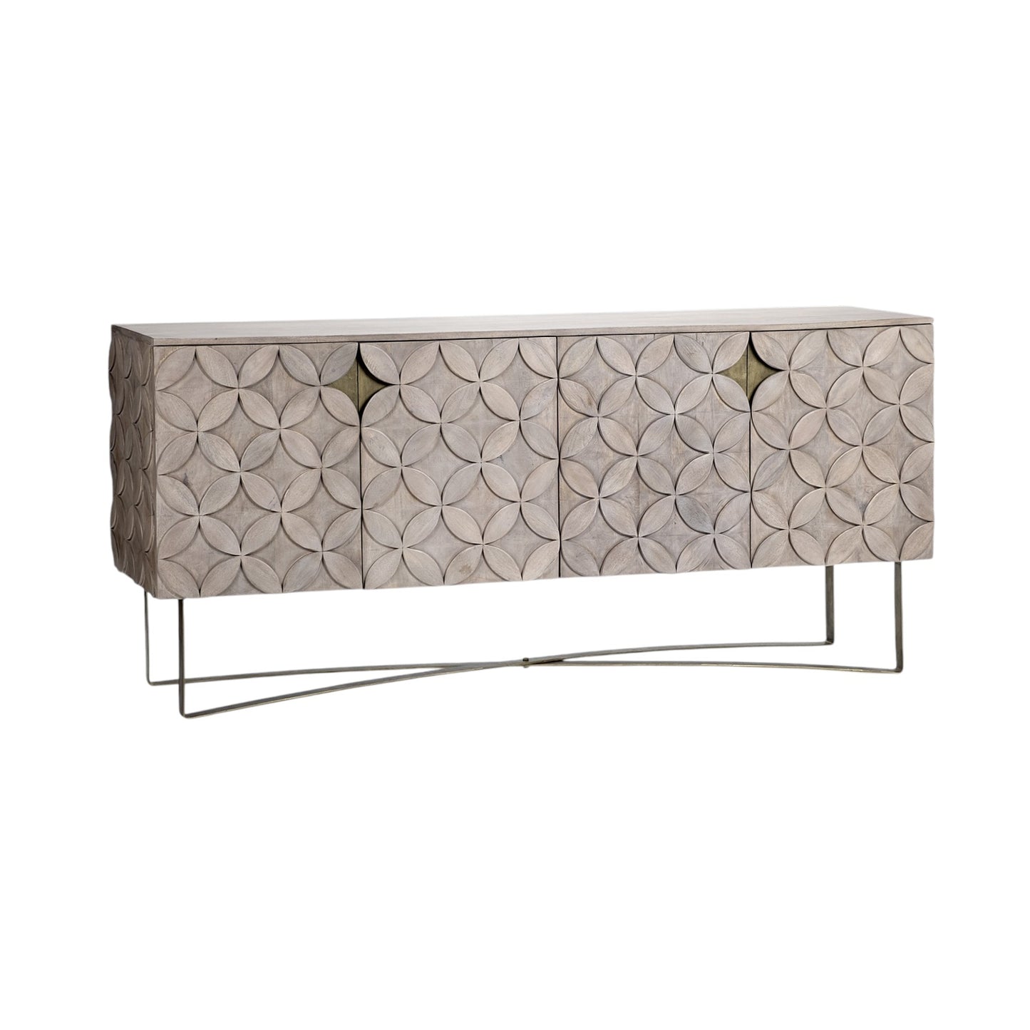 72" Light Brown Solid Wood Sideboard with Four Doors-2