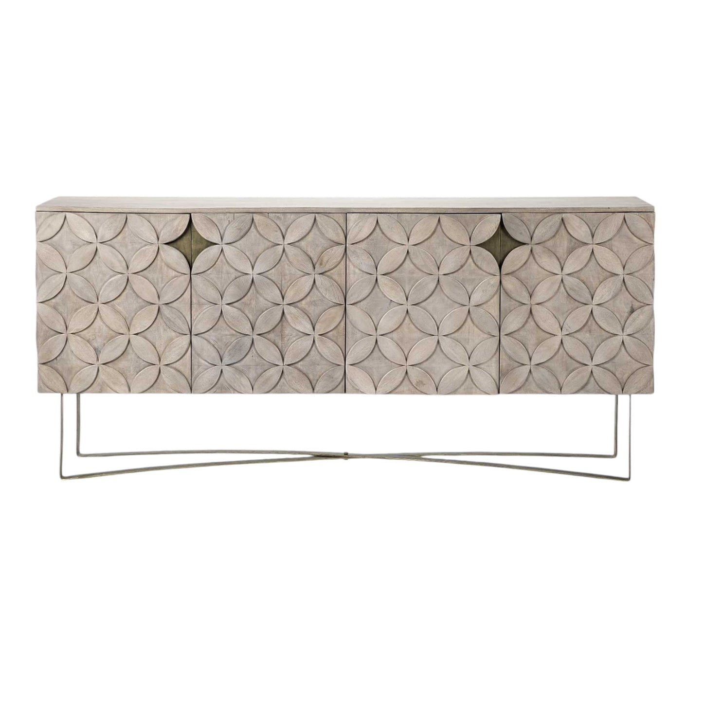 72" Light Brown Solid Wood Sideboard with Four Doors-1