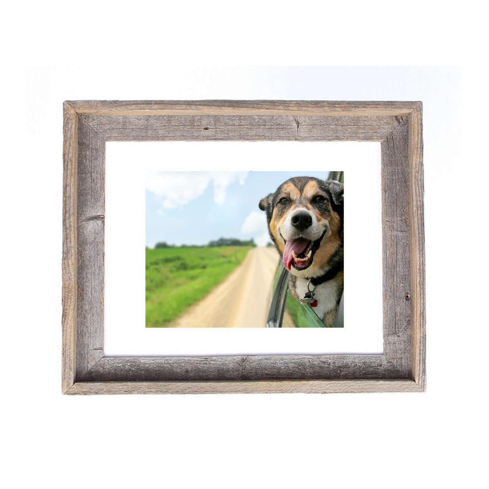 16" x 20" Gray And Brown Distressed Solid Wood Hanging Picture Frame with Mat-4