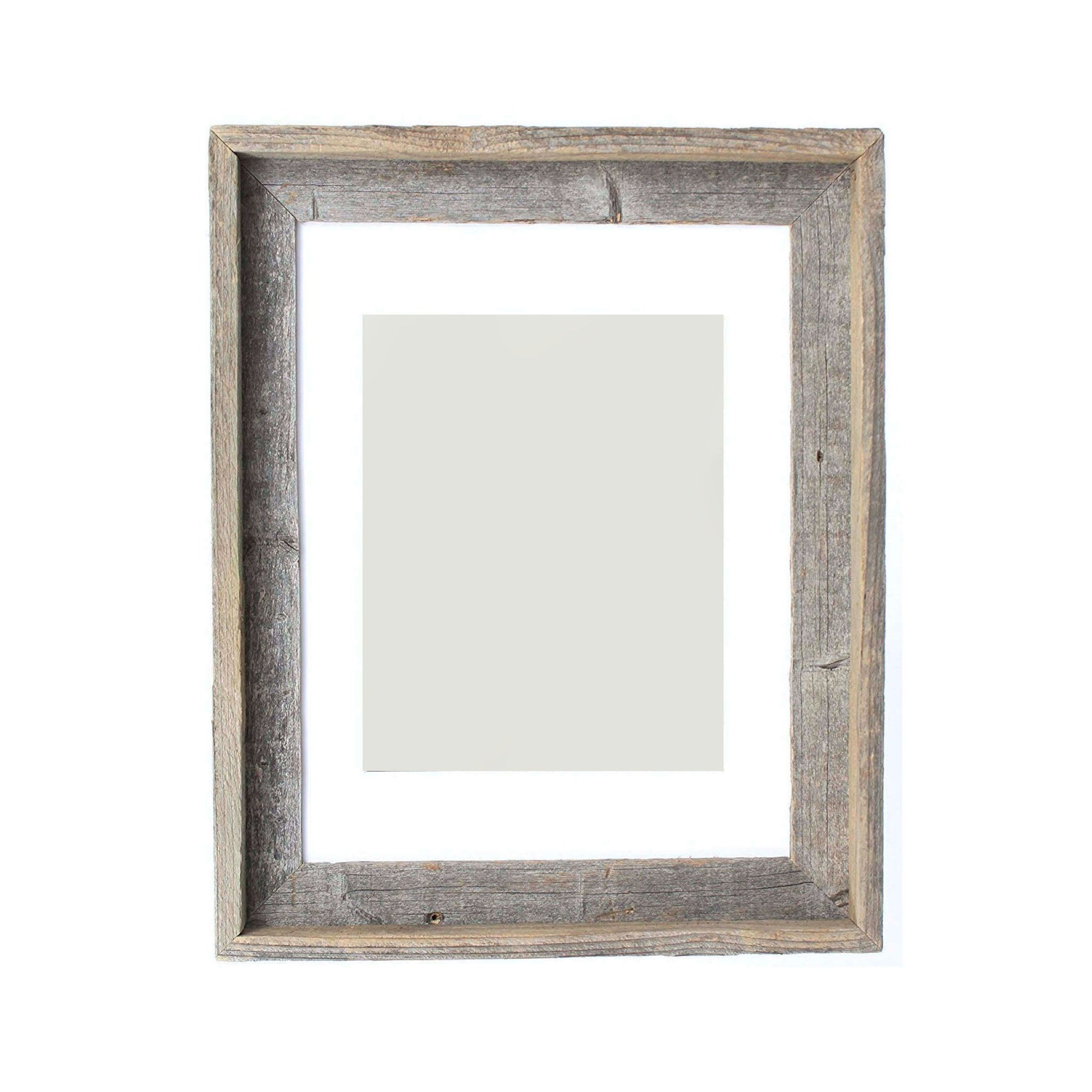 16" x 20" Gray And Brown Distressed Solid Wood Hanging Picture Frame with Mat-1