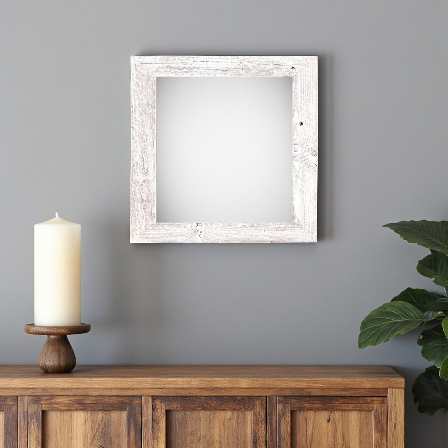 10" x 10" White Solid Wood Hanging Picture Frame-1