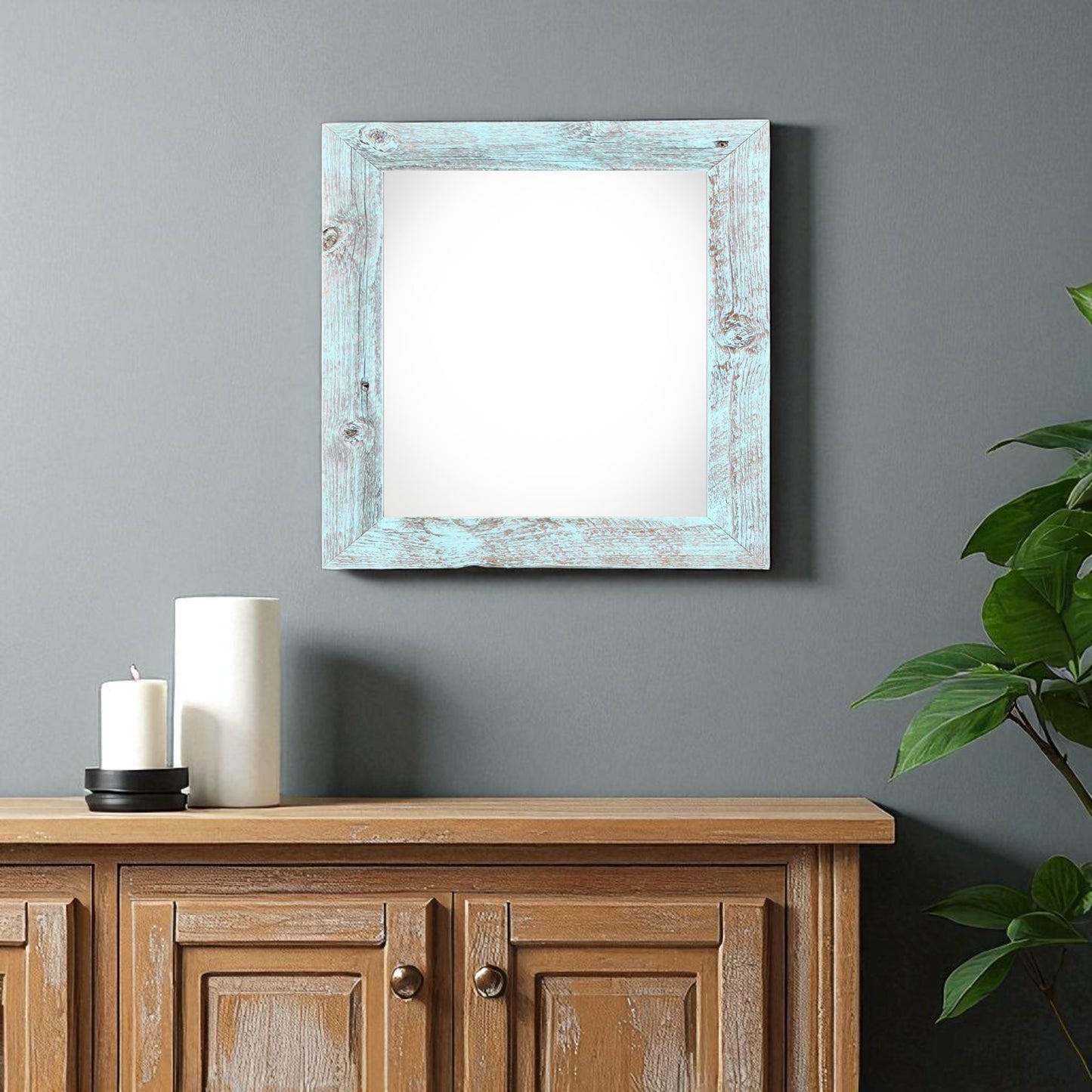10" x 10" Blue Solid Wood Hanging Picture Frame-1