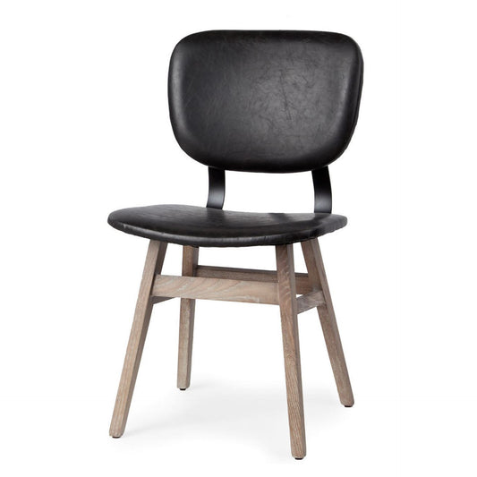 Set Of Two Black And Brown Upholstered Faux leather Open Back Side Chairs-0