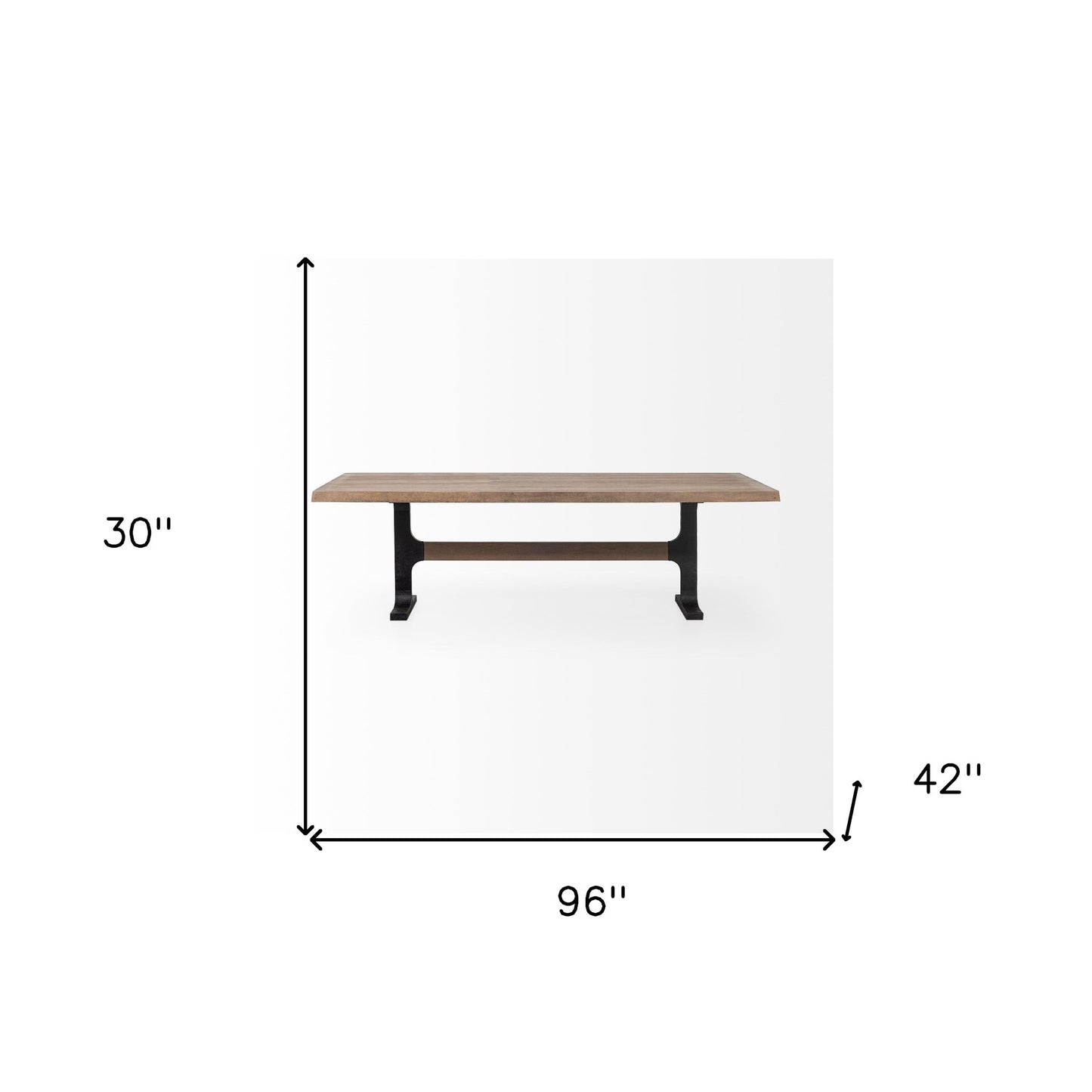 96" Natural And Black Solid Wood And Metal Trestle Base Dining Table-7