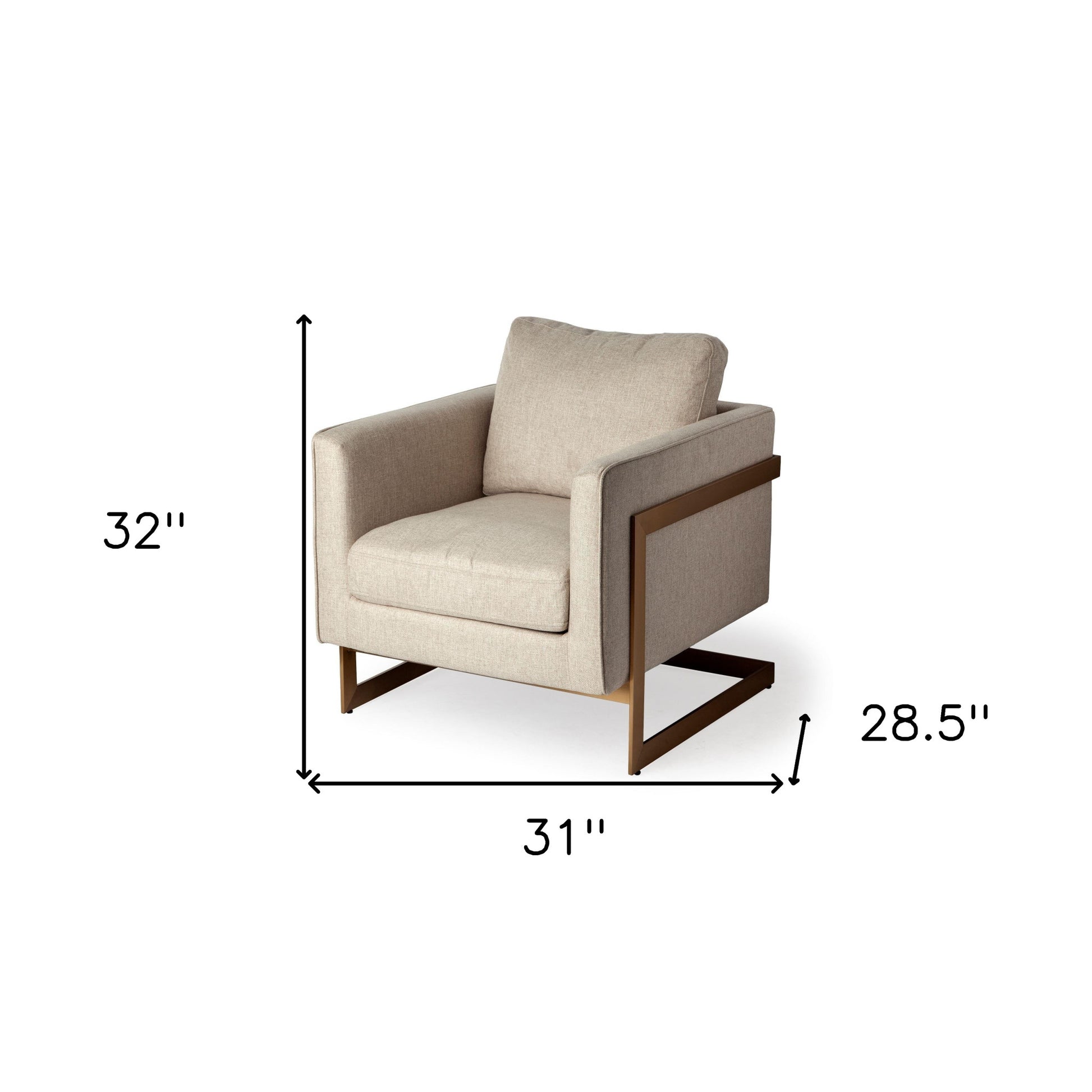 31" Cream and Gold Fabric Arm Chair-7