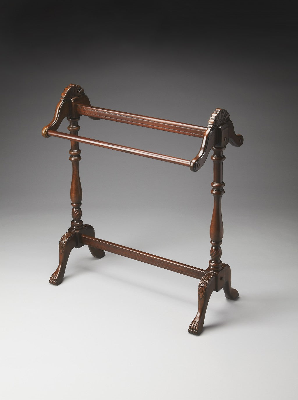 31" Dark Brown Hand Carved Wood Blanket Stand-7