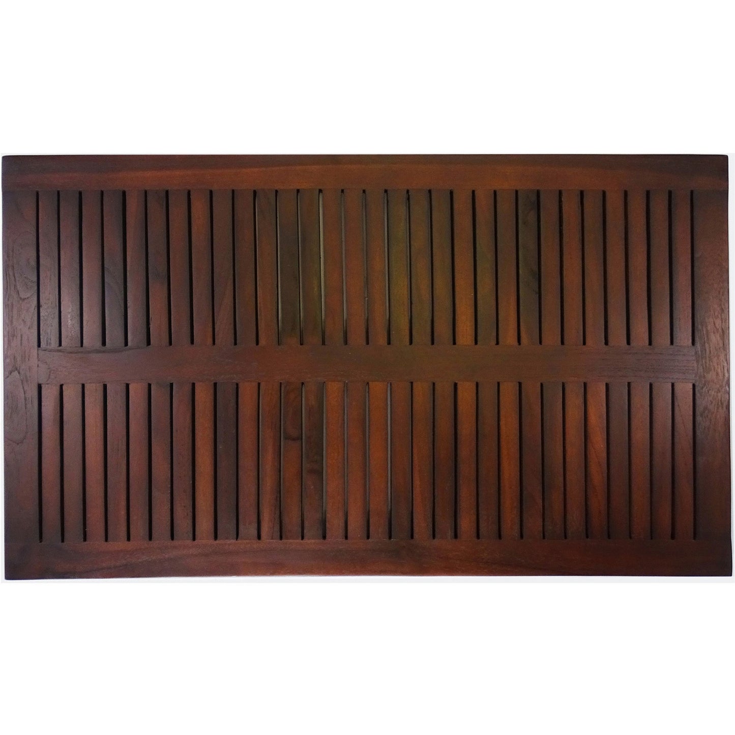 31" Dark Brown Teak Slat Non Slip Bath Mat-1