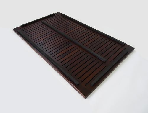 31" Dark Brown Teak Slat Non Slip Bath Mat-4