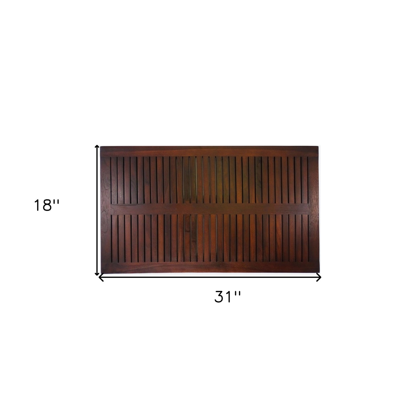 31" Dark Brown Teak Slat Non Slip Bath Mat-6